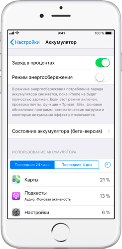 где посмотреть состояние аккумулятора iPhone